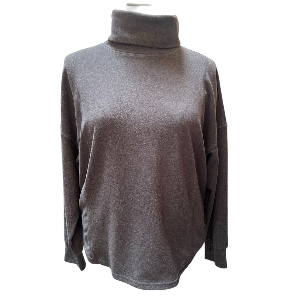 Varley Rainer Roll Neck Sweater XL Gray Brushed Rib Pullover EUC
